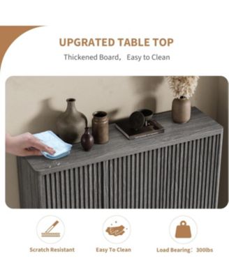 46 Inch Shoe Cabinet Large Shoe Storage Cabinet with Adjustable Shelves Wooden Shoe Organizer with Fluted Door Holds 30-35 Pairs for Entryway