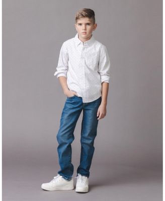 Boys Hope and Henry Organic Long Sleeve Seersucker Shirt