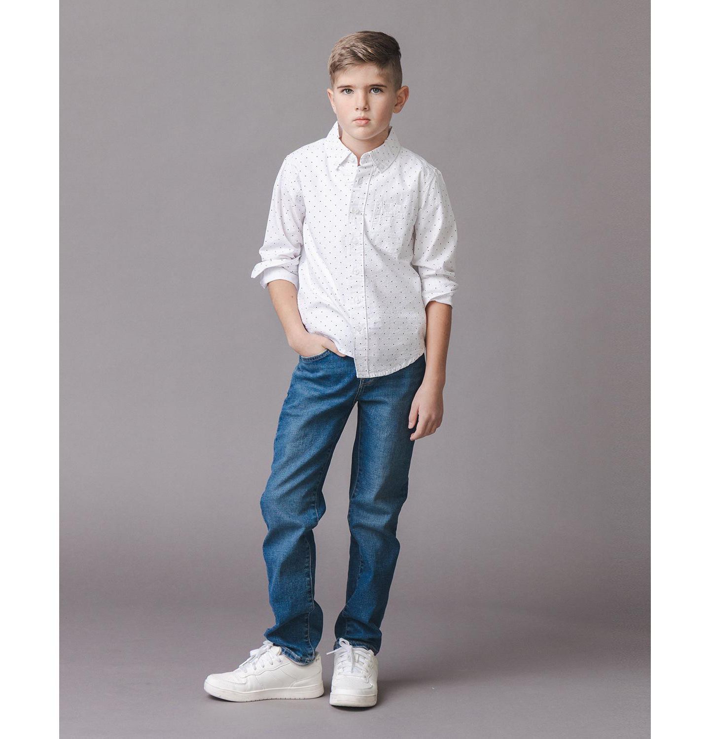 Рубашка Hope & Henry Organic Long Sleeve Seersucker Shirt для мальчиков, цвет: Delft Dot Seersucker — фото 4