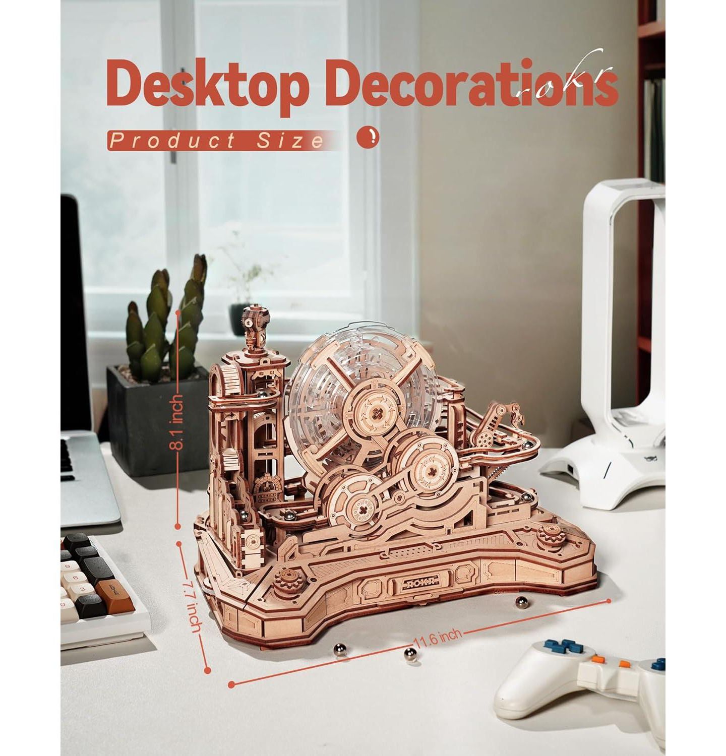 Детский конструктор Robotime Gear Ball Challenge 3D Wooden Puzzle 553-Piece Building Set, Ages 14 & Up, цвет: Светлый бежевый — фото 3