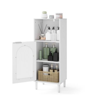 Wood Bathroom Side Storage Cabinet with Adjustable Shelf