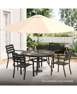 5-Piece  Metal Outdoor Patio Dining Set with Stackable Chairs & Umbrella Hole Table
