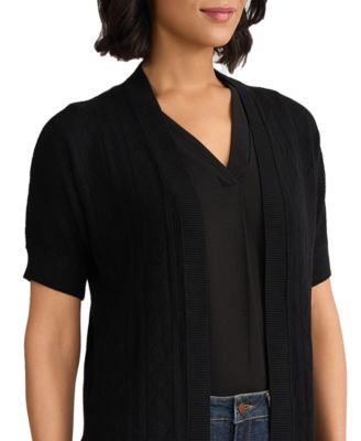 Petite Open Stitch Short-Sleeve Cardigan