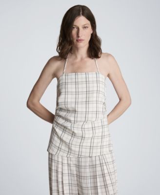 Women's Plaid Halter Neck Bustier Top