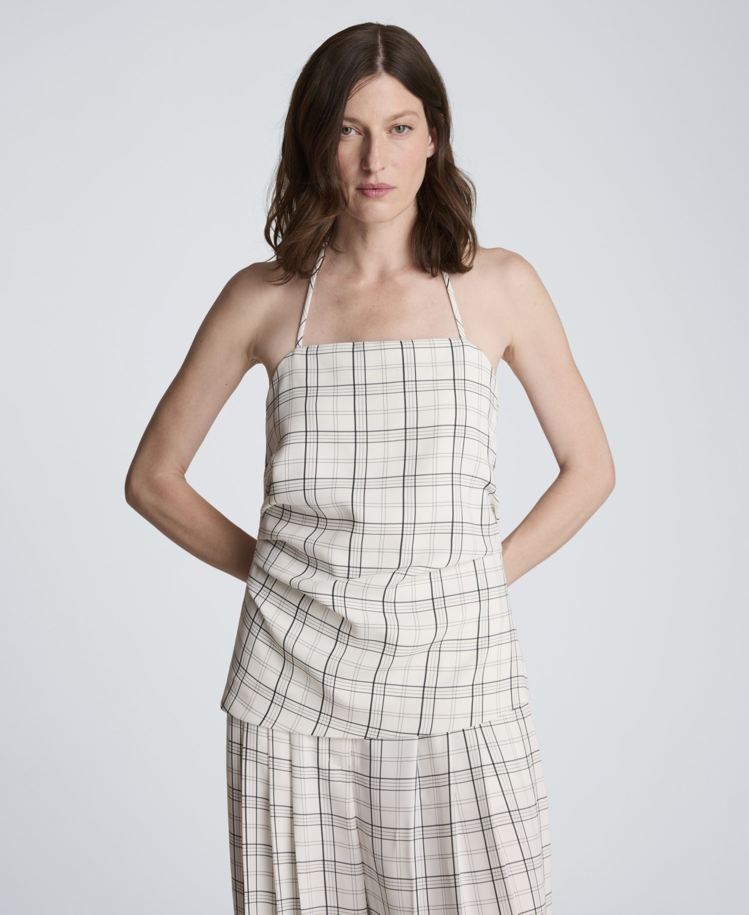 Women's Plaid Halter Neck Bustier Top