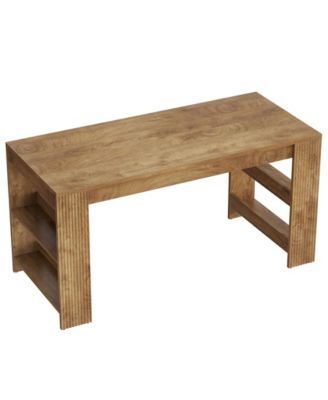 63-Inch Kitchen Island with Storage, Farmhouse Home Bar Table with Double-Sided Storage Shelves, Large Stationary Island Table