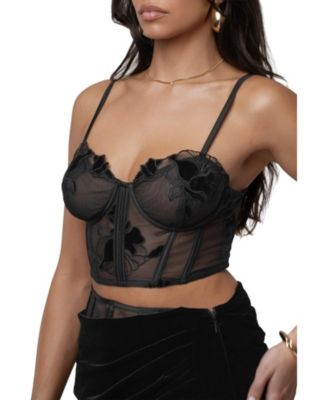 Women's Velvet And Lace Bustier
