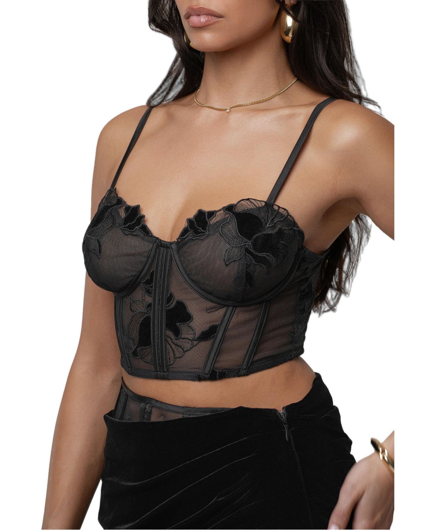 Корсет, кружево, бархат — JLUXLABEL, цвет: Чёрный — фото 3