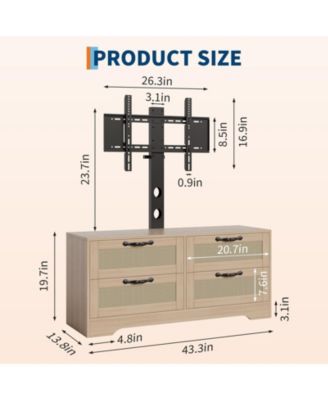 4-Drawer TV Stands for Living Room, Entertainment Center,4-Drawer Wicker-Style MDF TV Stand with Stand