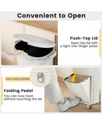 10 Gallon Kitchen Trash Can with Lid, 2 Removable Buckets, Step Pedal & Wheels