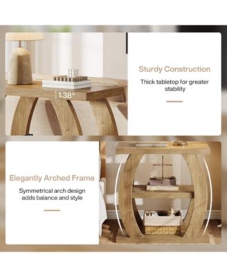 3-Tier End Table for Living Room Set of 2, Narrow Side Table, Farmhouse Wooden Beside Table, Tall Nightstand