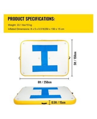 Inflatable Dock Platform, 8 x 5 ft Inflatable Floating Dock with Electric Air Pump