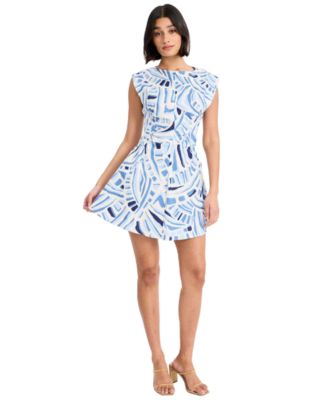Donna Morgan - Women's Extended Shoulder Boat Neck Mini Dress