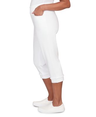 Petite Port Side Imitation Pearl Denim Capri Jeans