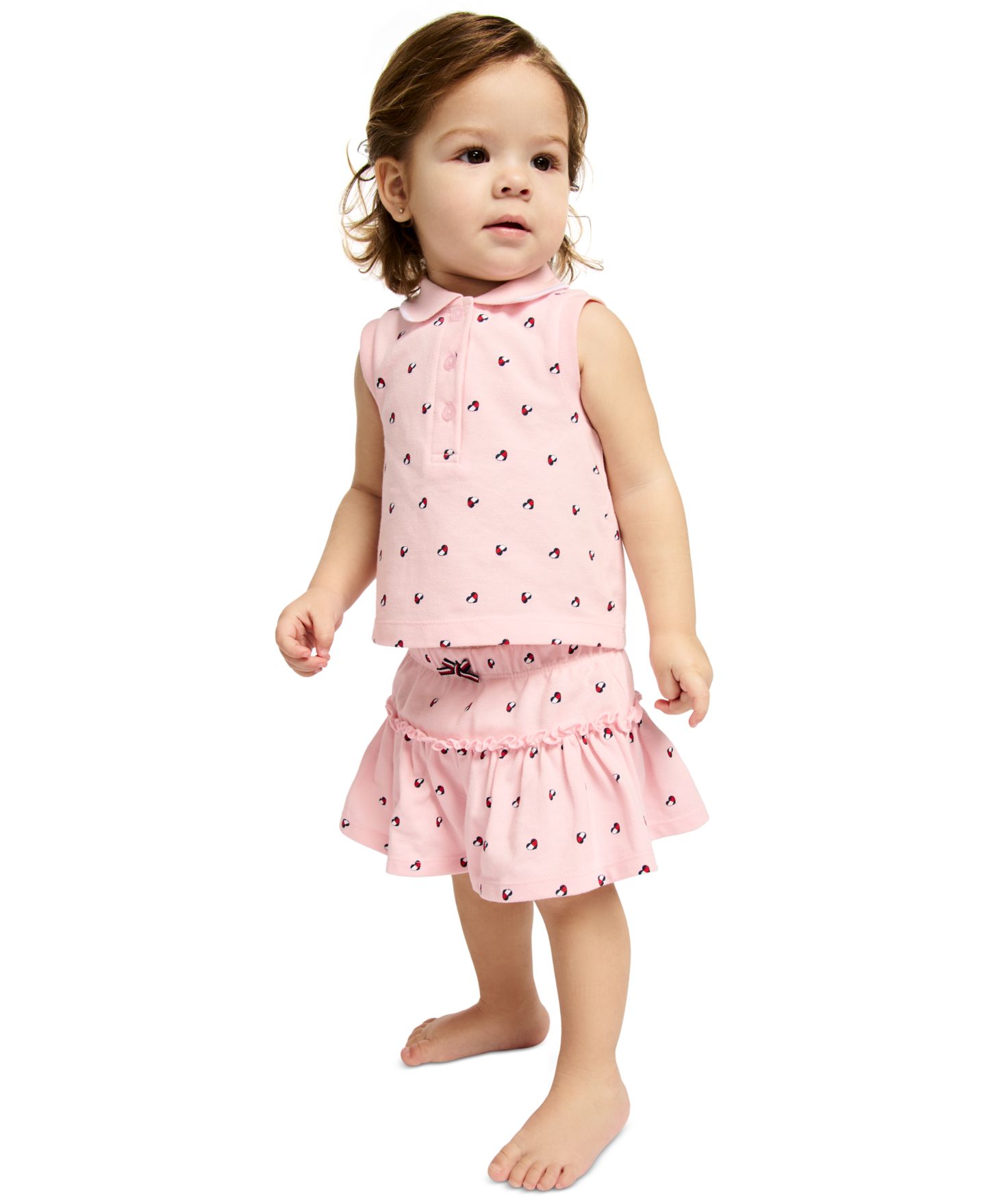 Комплект Tommy Hilfiger Printed Top and Skirted Bloomers, 2-Piece Set для девочек-малышей, цвет: Розовый — фото 2