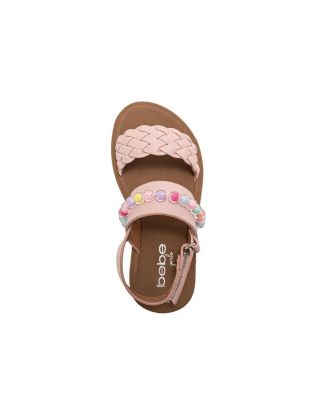 Little Girls Girl's  Fashion Sandals Woven Vamp Style with Beads and Logo Charm