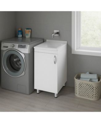 Slee Compact Utility Sink Cabinet with Storage and Metal Legs for Laundry Room
