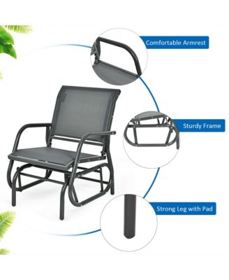 2PCS Patio Swing Glider Chair Single Rocking Chair Yard Outdoory