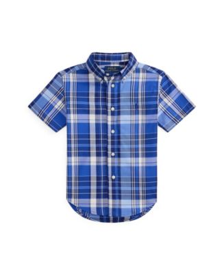 Polo Ralph Lauren Boys' 2-7 Plaid Poplin Short-Sleeve Shirt - Macy's
