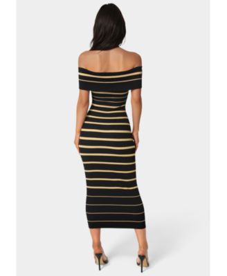 Women's Stripe Off Shoulder Maxi Dress
