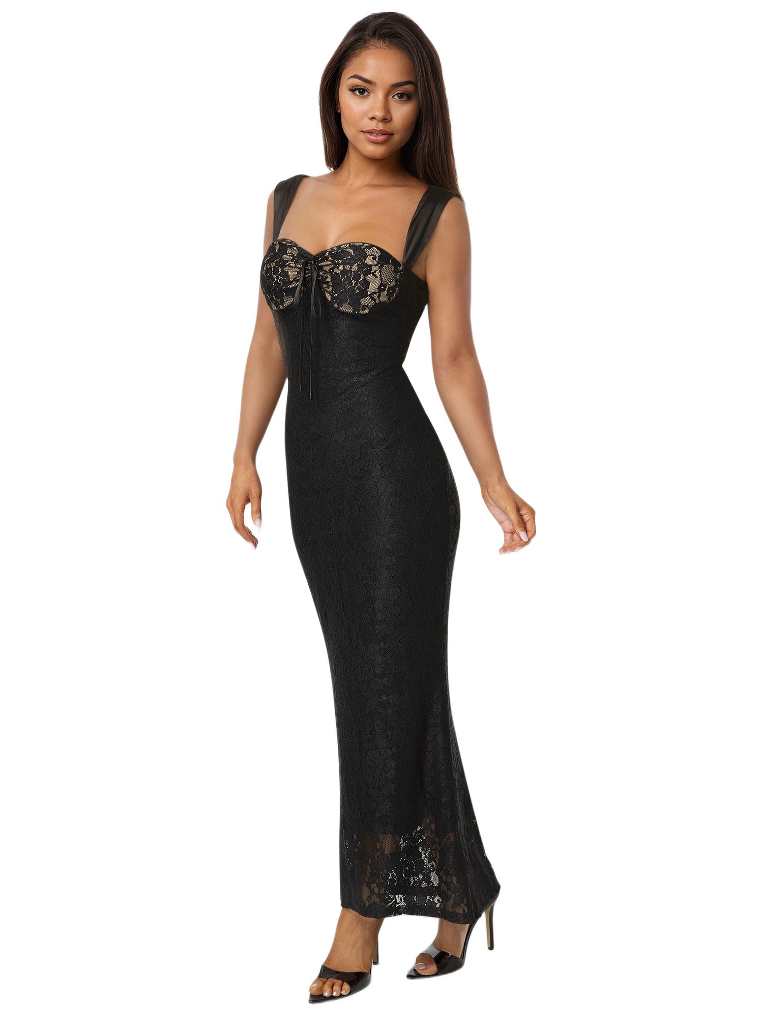 Women's Lace Bustier Midi Dress