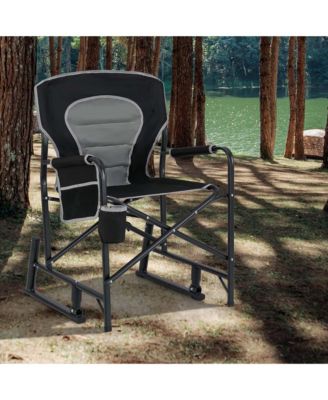 Outdoor Rocker Camping Chair for Adults with Dual Springs Padded Back