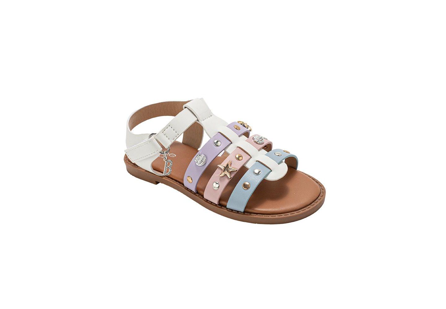 Сандалии Bebe Sandals - Strappy Flat Sandals and Studded Summer Shoes для девочек, цвет: Пастельный разноцветный — фото 1