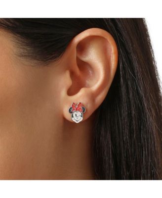 Minnie Mouse Bow Earring Set, 3 Pairs (Hoops, Drops & Studs), Silver Tone
