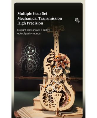 Magic Cello Adults 3D Puzzles, 3D Wooden Puzzles for Adults, Wooden Music Box Puzzle to Build, Unique Music Gift Hobby Kits Festival Gift