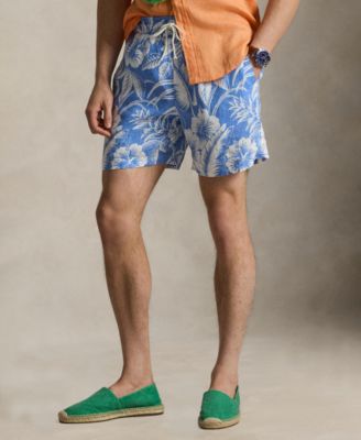 Men's Hibiscus Flowers and Palm Fronds Swim Trunks