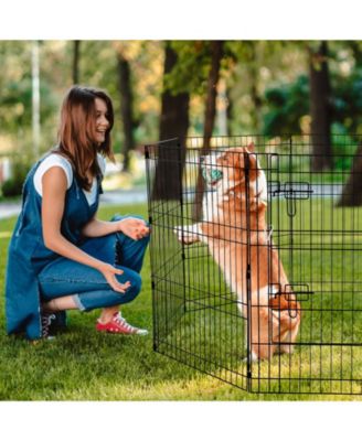 8-Panel 30" Foldable Metal Dog Playpen with Door and Top Cover for Indoor Outdoor Use