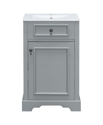 20" Bathroom Vanity with Ceramic Sink, Soft Close Door, Adjustable Shelf & Door Storage for Small Bathrooms