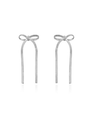 Herringbone Sterling Silver metal Bow Earrings