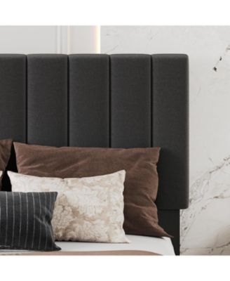 King Upholstered Bed Frame 4 Storage Drawers Adjustable Headboard Wooden Slats Support No Box Spring