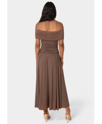 Women's Off the Shoulder Drop Waist Maxi Dress