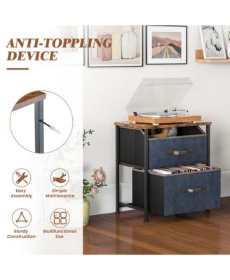 Nightstand End Side Table Dresser with 2 Pull-out Fabric Drawers for Bedroom