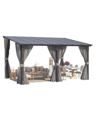 14'x10' Wall Gazebo with Curtains and Mosquito Netting