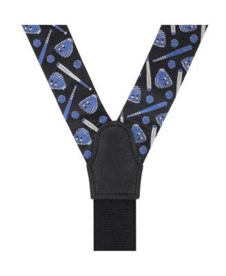 Men's Life Is Better with Baseball Novelty Silk Button End Suspenders