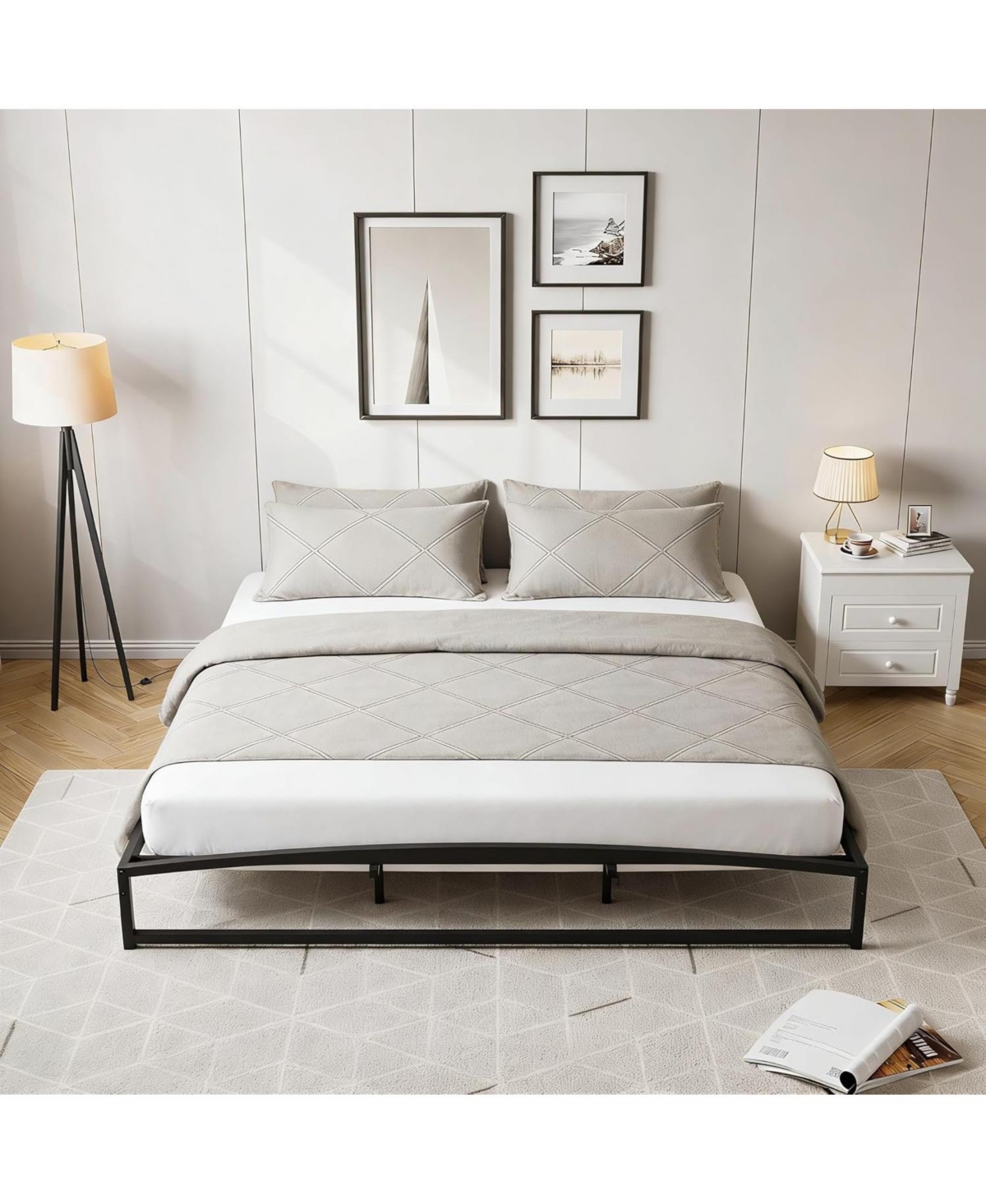 gaomon Metal Bed Frame,Platform Frame with Arch Design,10" Heavy Duty Strong Support Slats,Sturdy Mattress Foundation,Easy Assembly