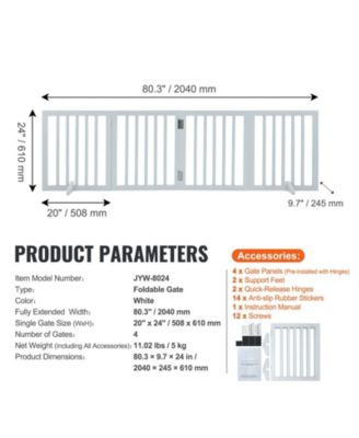 24" x 80" Freestanding 4-Panel Foldable Dog Gate for Doorways and Hallways