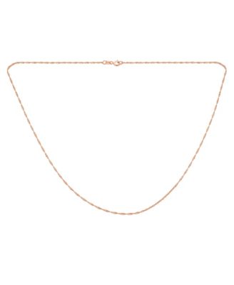 Singapore Link Chain Ultra Thin 1 MM Necklace 14K Gold Plated .925 Sterling Silver