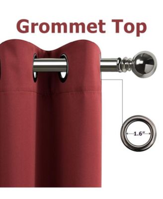 Burgundy Red 2 Piece Grommet Top Blackout Curtain Panels For Extra Long Windows