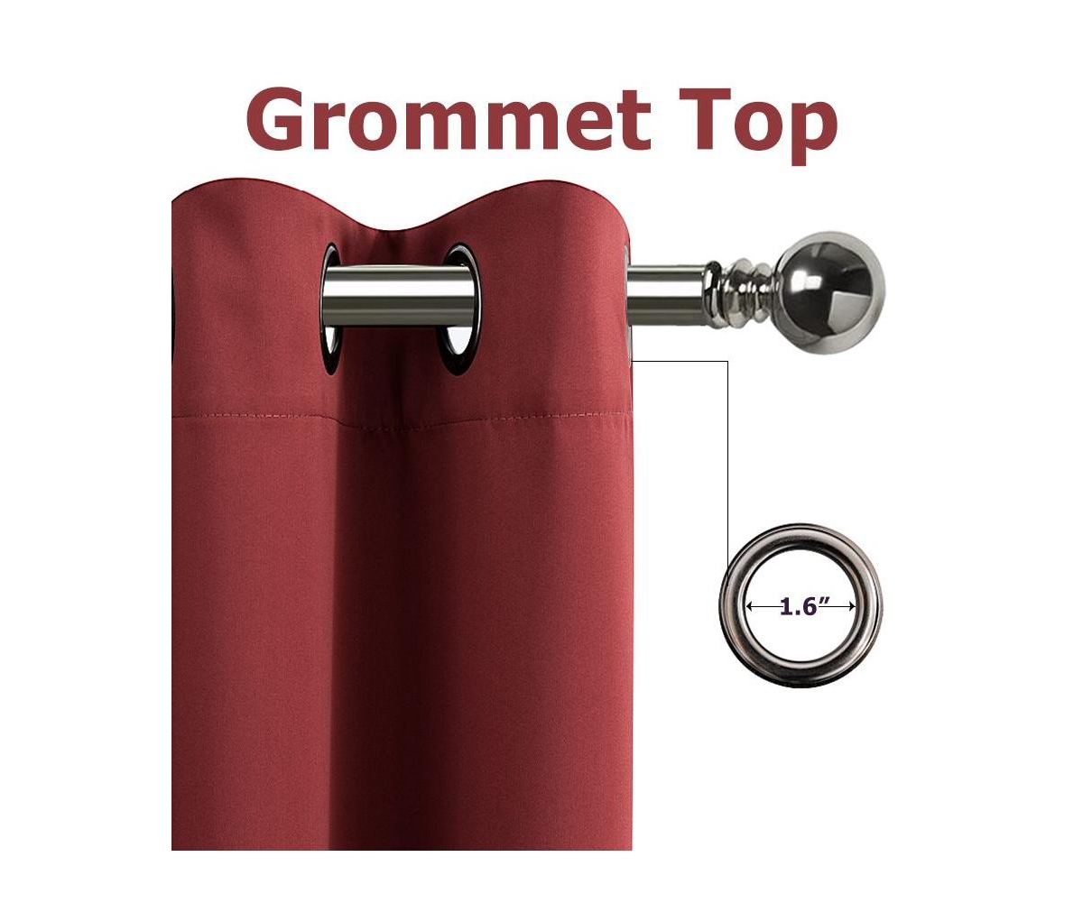 Kate Aurora Burgundy Red 2 Piece Grommet Top Blackout Curtain Panels For Extra Long Windows