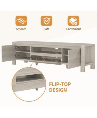 TV Stand with Cabinet Doors, Entertainment Center with Adjustable Shelves, Media Console with Cable Management