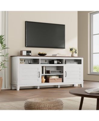 70.9" TV Stand, Entertainment Center with Adjustable Shelves, Farmhouse TV Stand with Cabinet Doors,for Living Room
