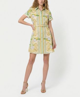 Petite Button-Front Belted Dress