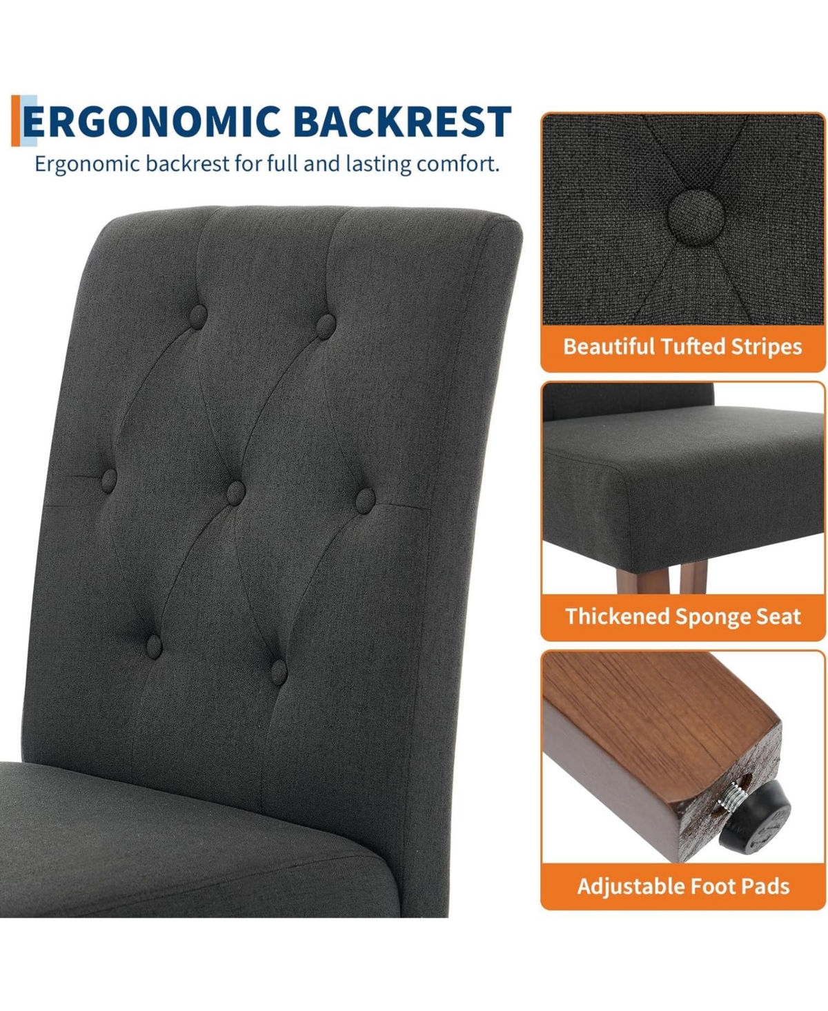 gaomon Parsons Button Tufted Dining Chairs Set of 4