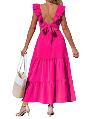 Women's Square Neck Ruffle Trim Matching Sets