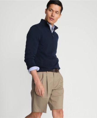 Men's No Iron 9" Comfort Waist Pleated Front Chino Short