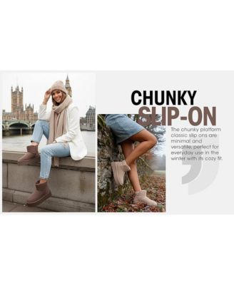 Womens Chunky Heeled Snow Boots